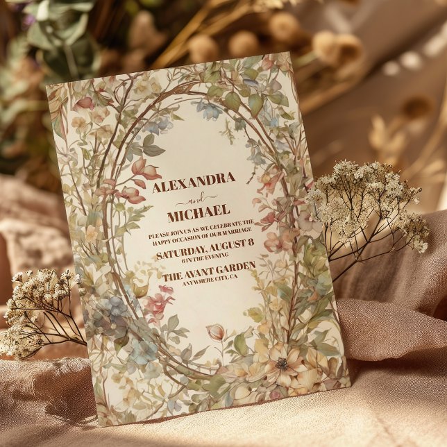 Elegant Autumn Watercolor Floral Wedding Invitation (Creator Uploaded)