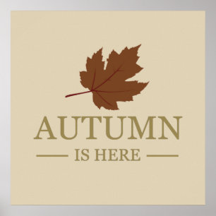 Elegant Autumn watercolor leaves fall october Poster