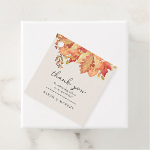 Elegant Autumn Watercolor Leaves Fall Wedding  Favour Tags