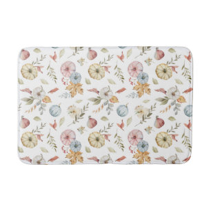 Elegant Autumn Watercolor Pattern Bath Mat