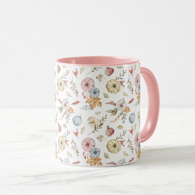 Elegant Autumn Watercolor Pattern Mug (Front Right)