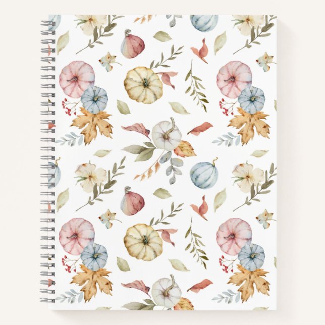 Elegant Autumn Watercolor Pattern Notebook (Front)