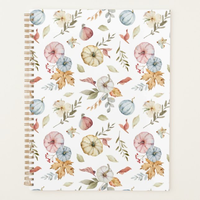 Elegant Autumn Watercolor Pattern Planner (Front)