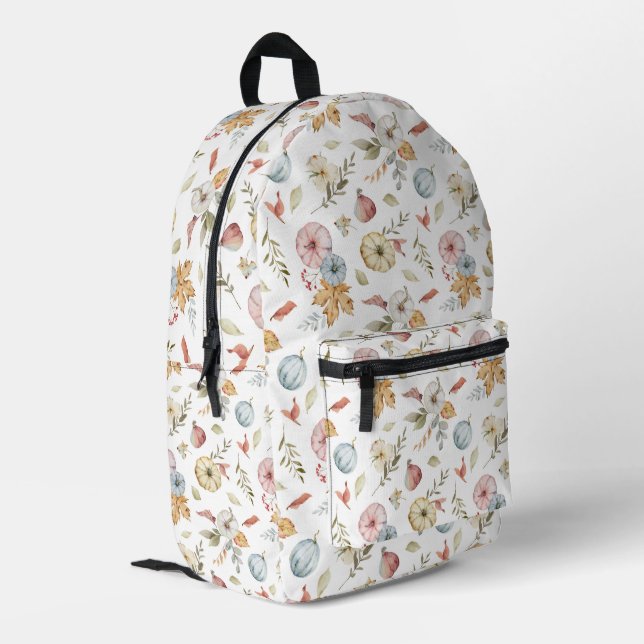 Elegant Autumn Watercolor Pattern Printed Backpack (Back Corner Left)