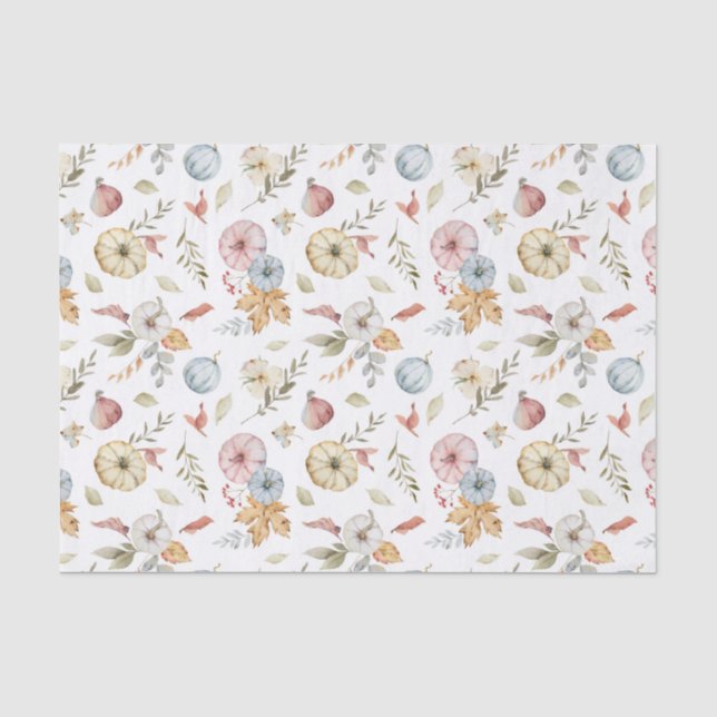Elegant Autumn Watercolor Pattern Tissue Paper (Front)