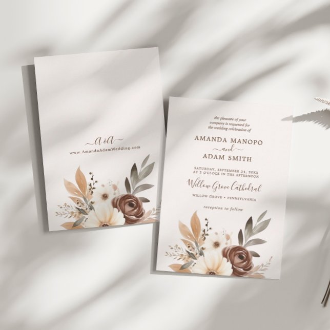 Elegant Autumn Watercolor Wedding Invitation (Creator Uploaded)
