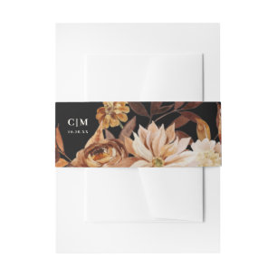 Elegant Autumn Watercolor Wedding Invitation Bell Belly Band