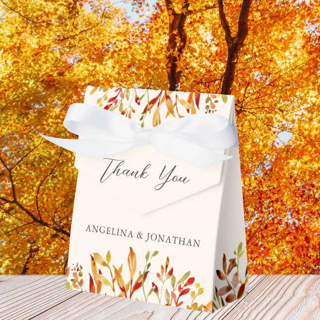 Elegant Autumn Wedding Personalized Fall Leaf Favor Box (Creator Uploaded)