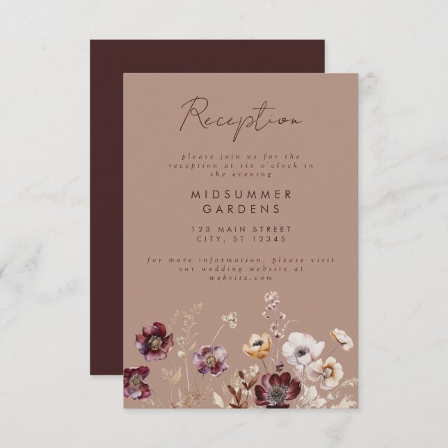 Elegant Autumn Wedding Reception Enclosure Card (Front/Back)