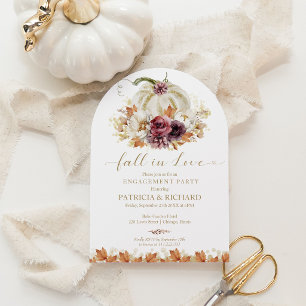 Elegant Autumn White Pumpkin Engagement Party Invitation