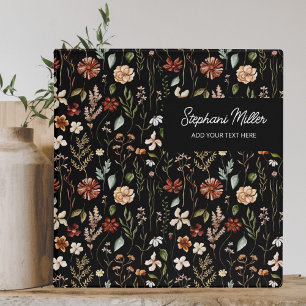 Elegant Autumn Wildflower Meadow Floral Pattern Binder