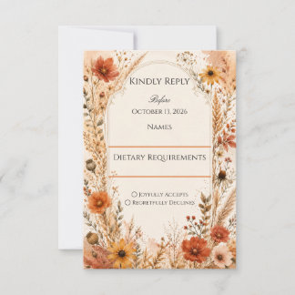 Elegant Autumn Wildflower RSVP Card