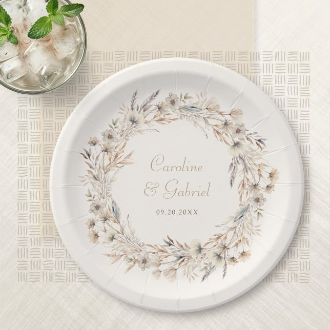 Elegant Autumn Wildflowers Wedding Paper Plate (Creator Uploaded)