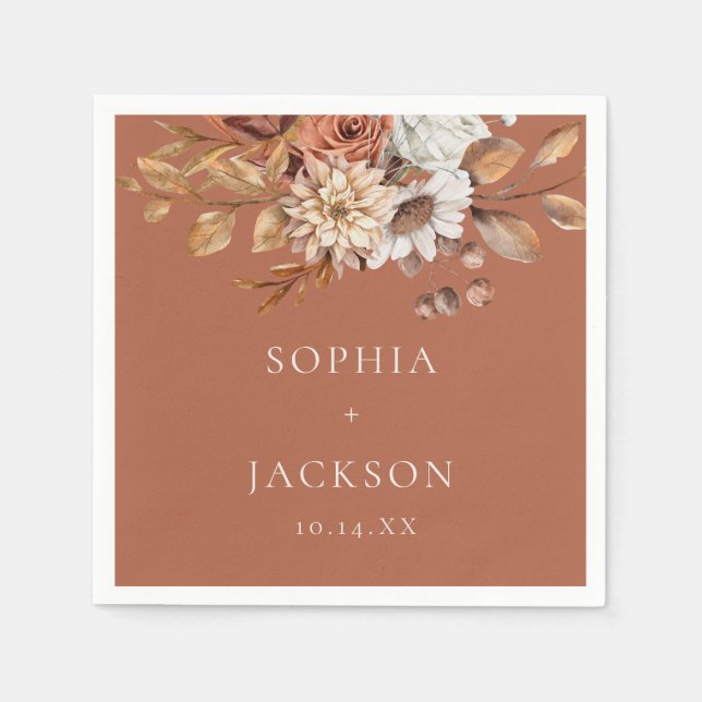 Elegant Autumn Winter Floral Wedding Favours  Napkin (Front)