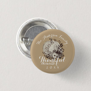 Elegant Autumnal Family Name Blessed and Thankful  1 Inch Round Button