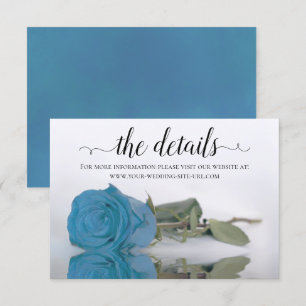 Elegant Azure Blue Rose Wedding Details Website Enclosure Card