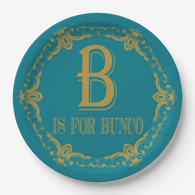 Elegant B Is For Bunco Paper Plate (Front)