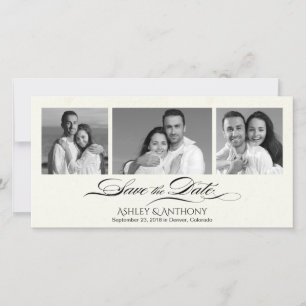 Elegant B&W Photo Collage Wedding Save the Date