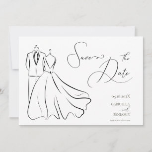 Elegant B&W Tux & Dress wedding Save The Date
