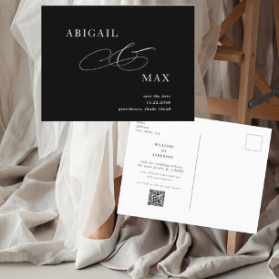 Elegant B/W Wedding Save the Date Announcement Postcard