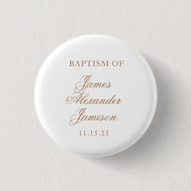 Elegant Baby Baptism 1 Inch Round Button (Front)