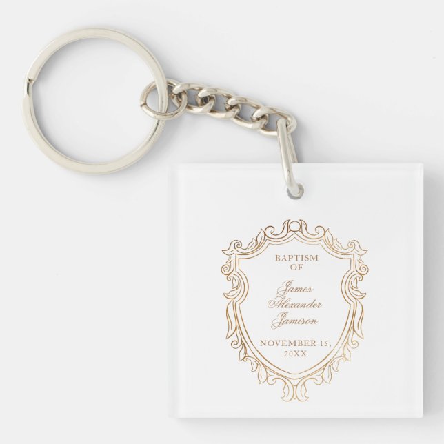 Elegant Baby Baptism Keychain (Front)
