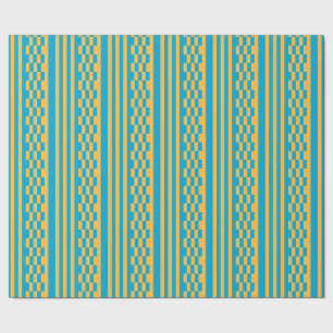 Elegant Baby Blue and Yellow Geometric Pattern Wrapping Paper