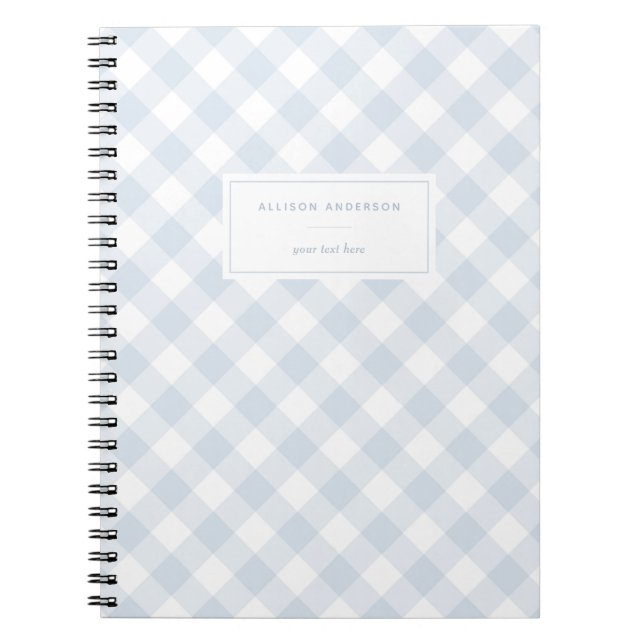 Elegant Baby Blue Buffalo Plaid Notebook (Front)