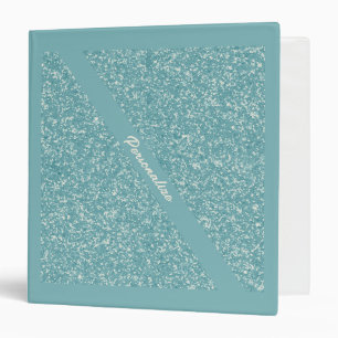 Elegant Baby Blue Glitter Trendy Chic Personalized Binder