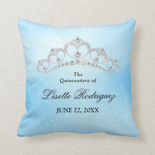 Elegant Baby Blue Quinceanera Custom Throw Pillow