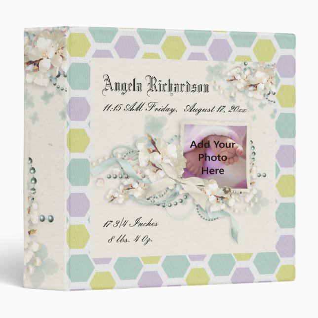 Elegant Baby Boy or Girl Scrapbook Photo Frame Binder (Front/Spine)