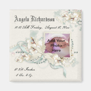 Elegant Baby Boy or Girl Scrapbook Photo Frame Magnet