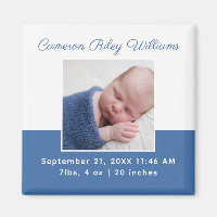 Elegant Baby Boy Photo Blue Birth Announcement