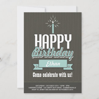 Elegant Baby Boy's First Birthday Photo Invite