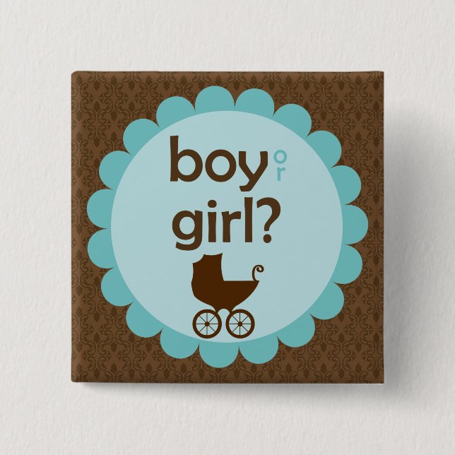 Elegant Baby Carriage Gender Reveal Party 2 Inch Square Button (Front)