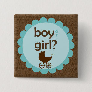 Elegant Baby Carriage Gender Reveal Party 2 Inch Square Button