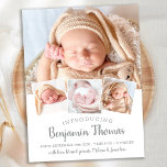 Elegant Baby Custom 4 Photo Birth Announcement Postcard<br><div class="desc">Announce your new baby to friends and family with these elegant and modern photo collage birth announcement cards. Customize with 4 of your favourite photos, and personalize with name, born date, birth stats. COPYRIGHT © 2020 Judy Burrows, Black Dog Art - All Rights Reserved. Elegant Baby Custom 4 Photo Birth...</div>