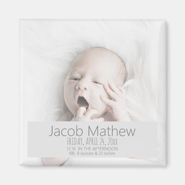 Elegant Baby Custom Family Name Photo Portrait Magnet (Front)