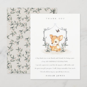 Elegant Baby Deer Floral Crest Any Age Birthday Postcard
