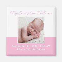 Elegant Baby Girl Photo Pink Birth Announcement