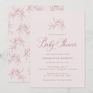 Elegant Baby Girl Pink Shower Invitation