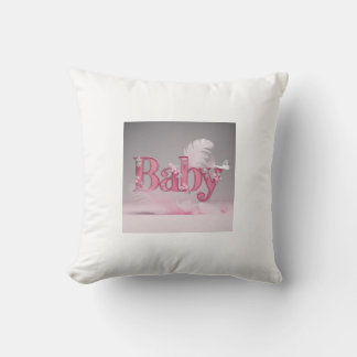 Elegant Baby Girl Pink Typography | Floral & Butte Throw Pillow