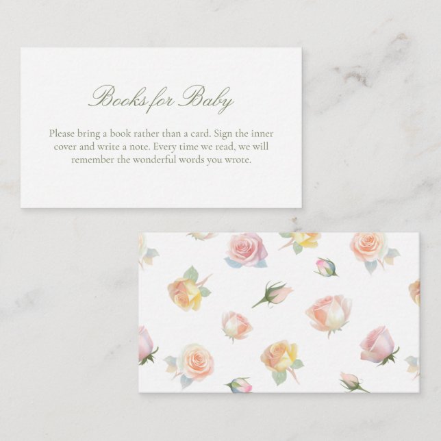Elegant Baby in Bloom Baby Shower Books For Baby Enclosure Card (Front/Back)