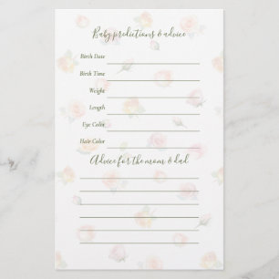 Elegant Baby in Bloom Baby Shower Guessing Game