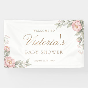 Elegant Baby In Bloom Girl Baby Shower Welcome Banner