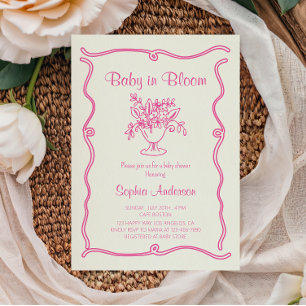 Elegant Baby in Bloom Pink Floral Baby Shower Invitation