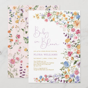 Elegant Baby in Bloom Wildflower Baby Shower Invitation
