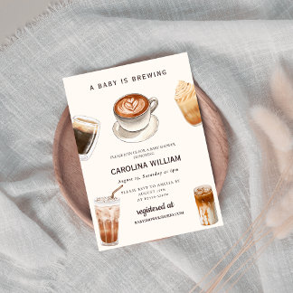 Elegant Baby is Brewing Coffee baby Shower Invitation