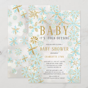 Elegant Baby It's Cold Outside Boys Baby Shower Invitation