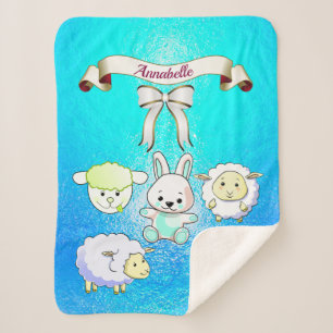Elegant Baby Lambs Pattern Name Personalize Sherpa Blanket